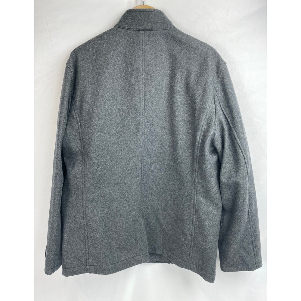 Aigle Wool Coat Men‎ Large Gray Military Style Zipper Button Closure Utility - Picture 2 of 9